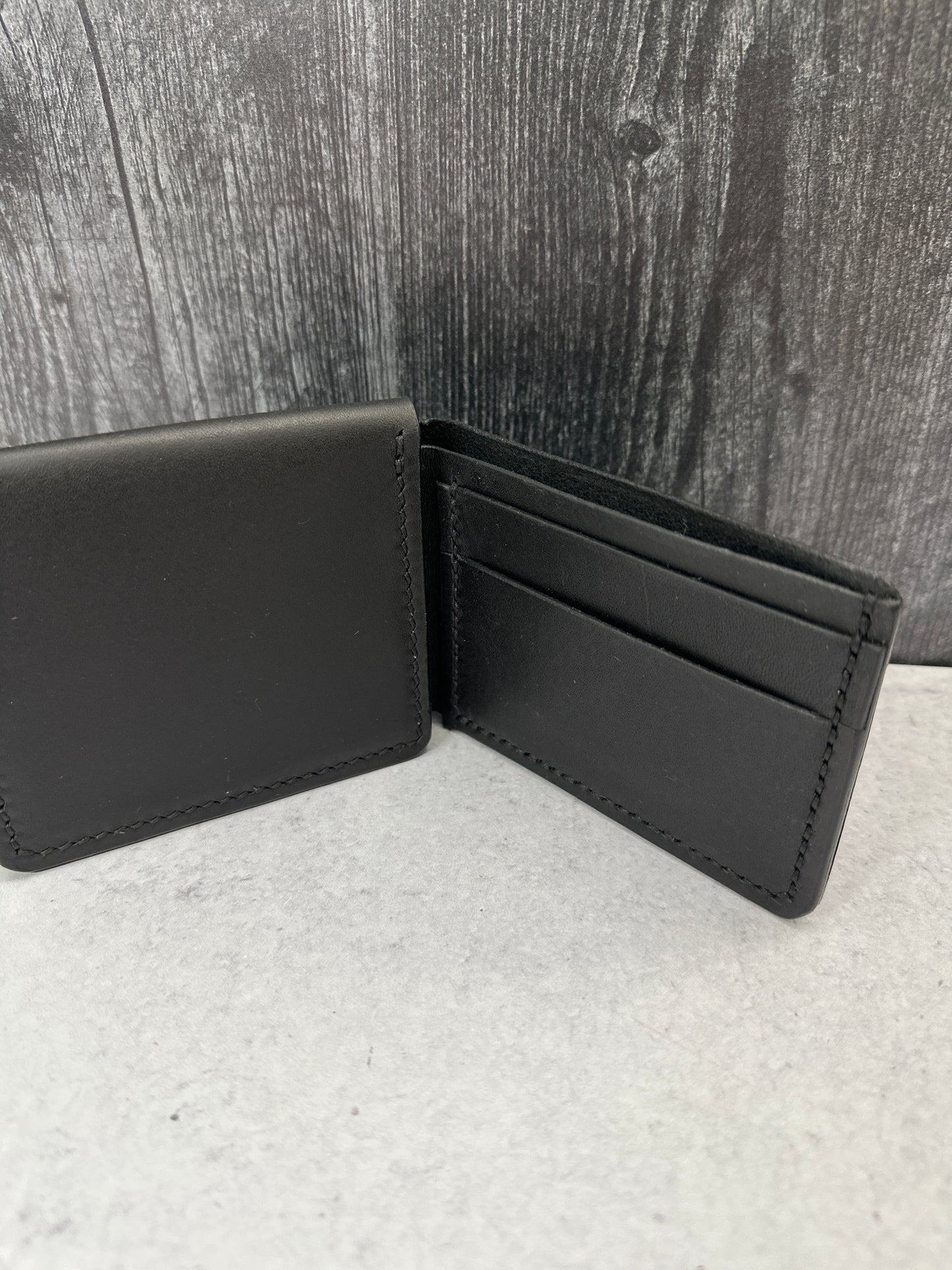 Black Leather L-Shaped Bifold Wallet