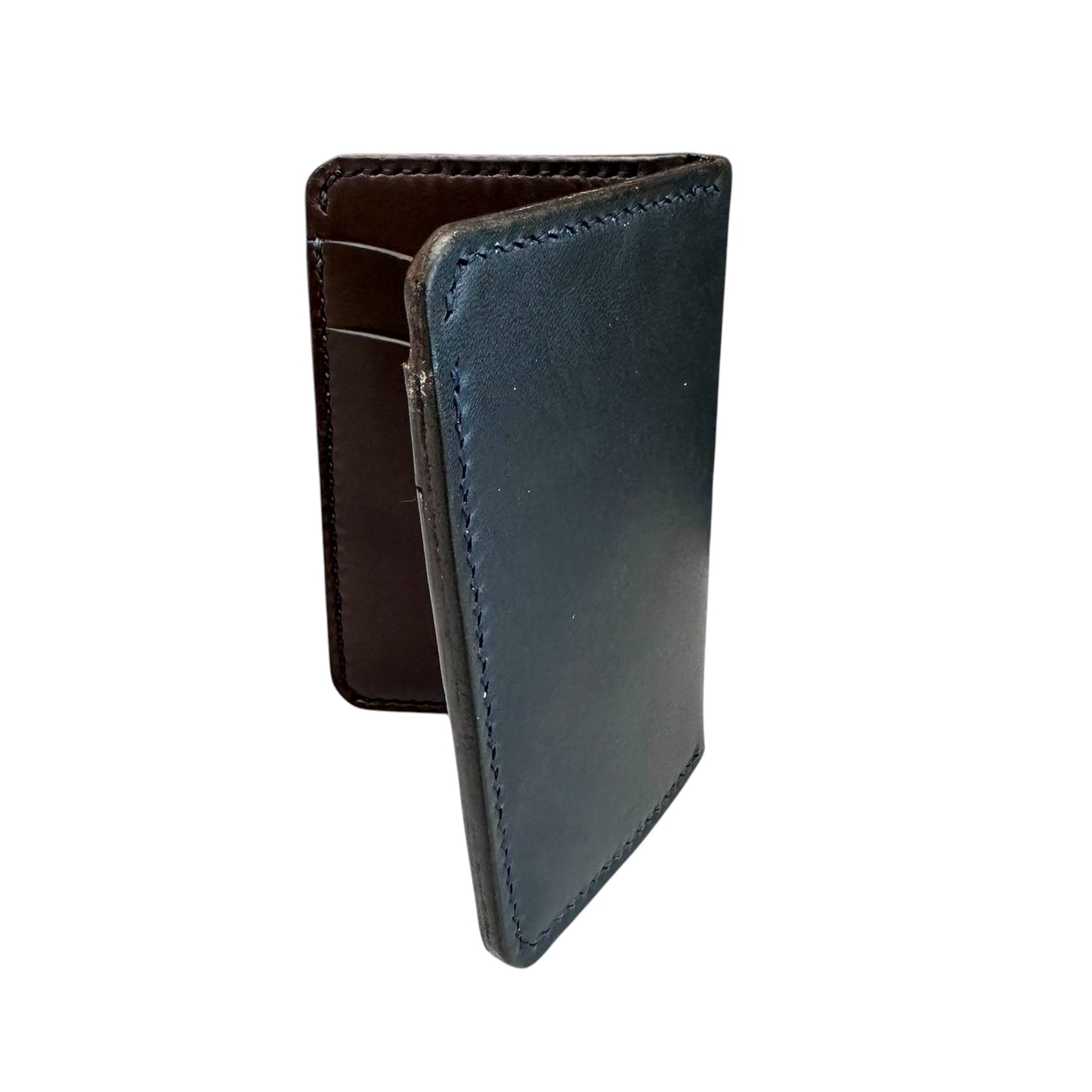Navy/Brown Vertical Slim Wallet