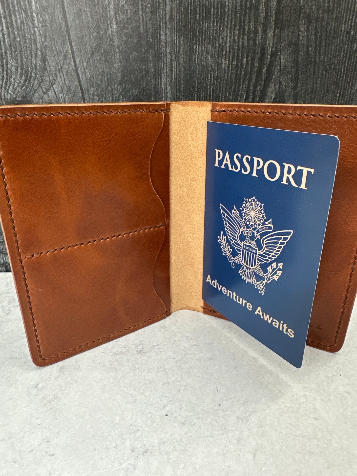 Golden Brown Leather Passport Cover