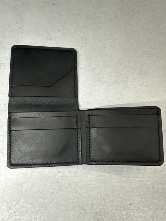 Black Leather L-Shaped Bifold Wallet