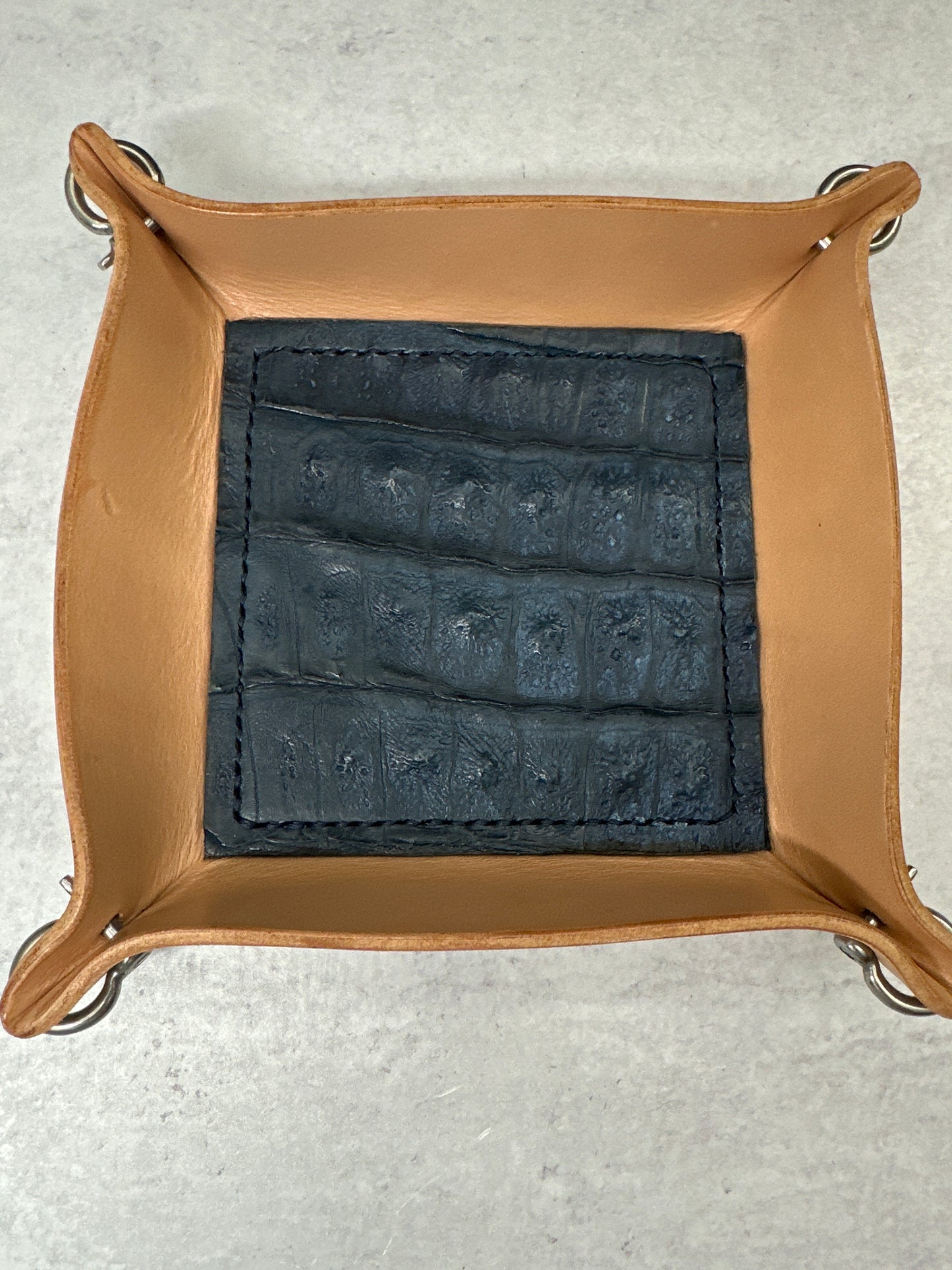 Natural/Navy Alligator Leather Valet Tray