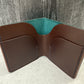 Teal/Dark Brown Simple Leather Bifold Wallet