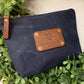 Navy Blue Waxed Canvas Zipper Pouch